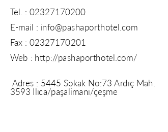 Pasha Port Hotel iletiim bilgileri